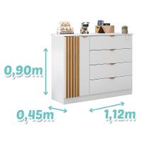 Jogo De Quarto Infantil Ayla Com Cômoda E Berço Branco Acetinado - Phoenix Baby Branco Acetinado