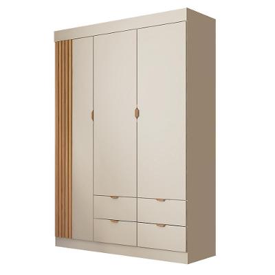 Jogo de Quarto Infantil Ayla em MDF Off White Acetinado com Guarda Roupa e Cômoda Phoenix Baby