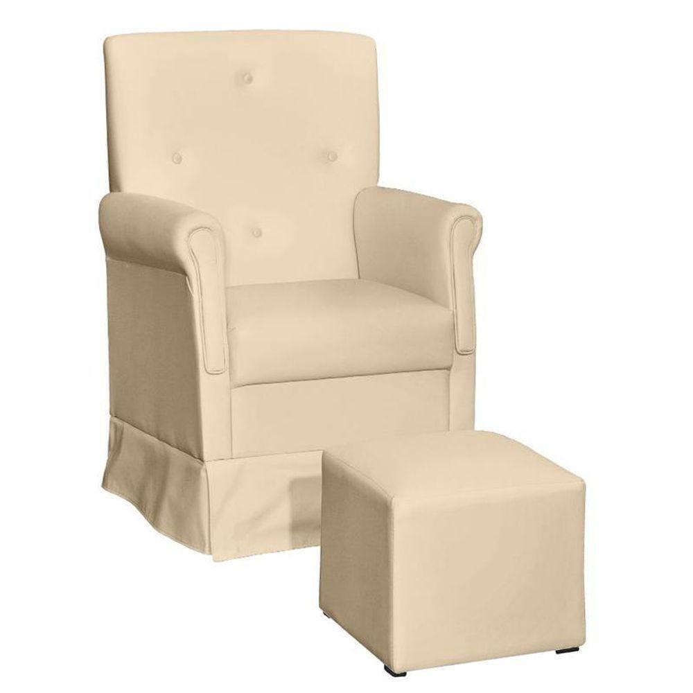 Poltrona De Amamentação Suzi Com Balanço E Puff Corino Bege - Phoenix Baby Corino Bege - 1