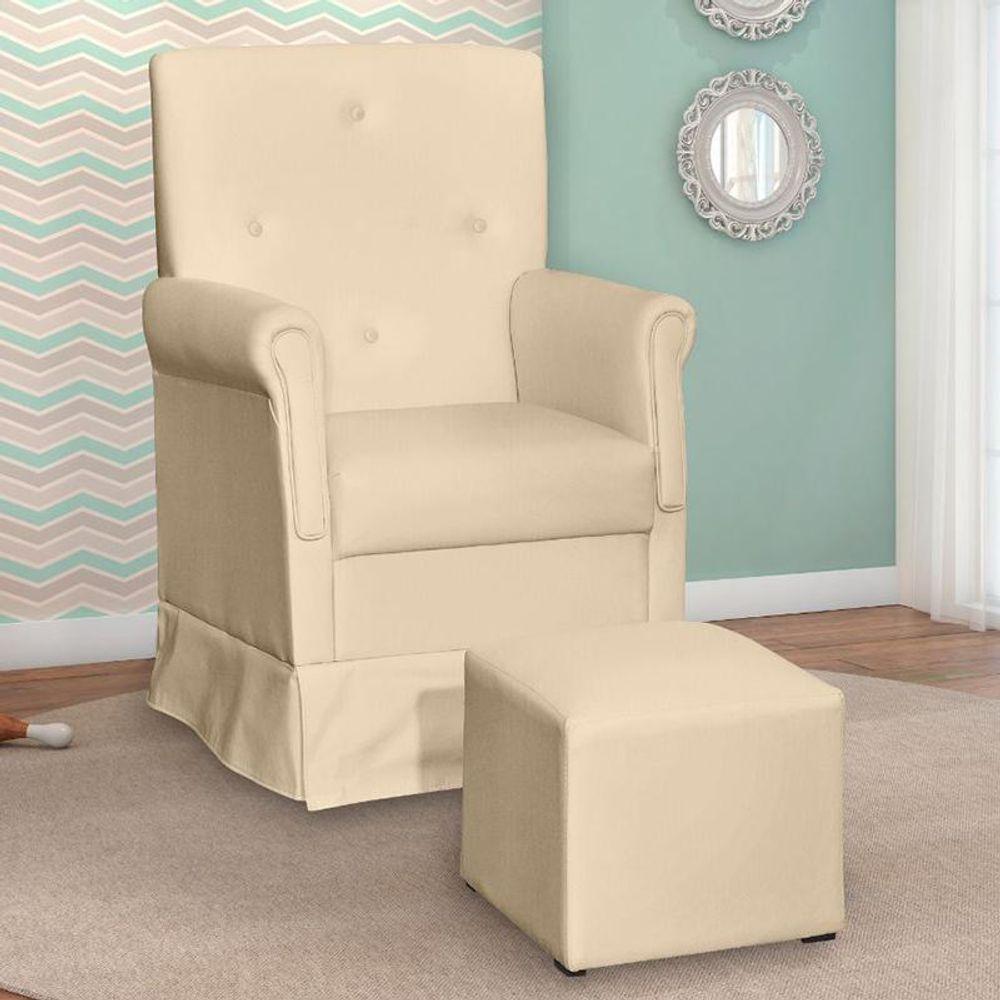 Poltrona De Amamentação Suzi Com Balanço E Puff Corino Bege - Phoenix Baby Corino Bege - 2