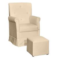 Poltrona De Amamentação Suzi Com Balanço E Puff Corino Bege - Phoenix Baby Corino Bege - 1