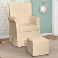 Poltrona De Amamentação Suzi Com Balanço E Puff Corino Bege - Phoenix Baby Corino Bege - 2