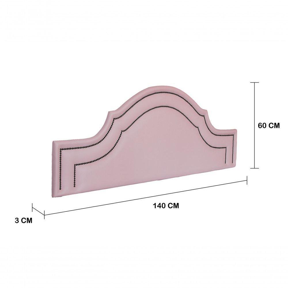 Cabeceira Casal Luxo 140x60 Courino Rosa Tachas Fumê - 3