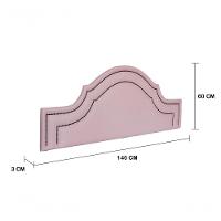 Cabeceira Casal Luxo 140x60 Courino Rosa Tachas Fumê - 3