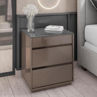 Mesa De Cabeceira Belize 3 Gavetas Cinza Pérola - Casa D Cinza Pérola