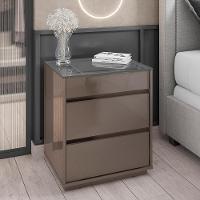 Mesa De Cabeceira Belize 3 Gavetas Cinza Pérola - Casa D Cinza Pérola - 1