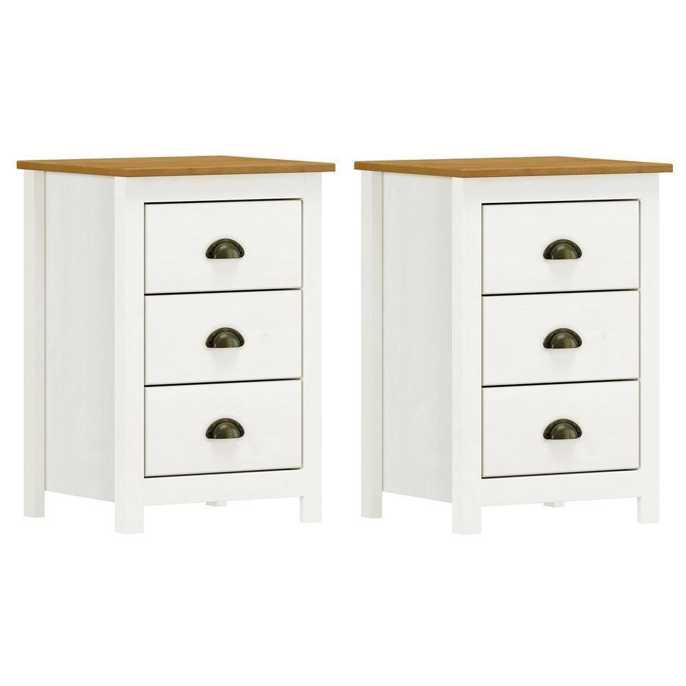 Kit 2 Mesas De Cabeceira Topázio 3 Gavetas Branco-freijó - Finestra Móveis Branco-freijó - 1