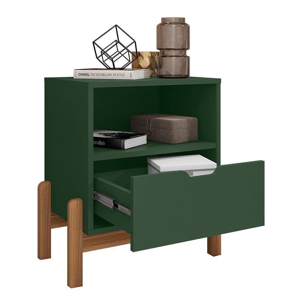 Mesa De Cabeceira Antares 1 Gaveta Verde Oliva - Casa D Verde Oliva - 3