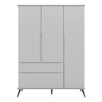 Jogo De Quarto Infantil Retrô Alice Guarda Roupa, Cômoda Com Porta E Mesinha Cinza - Pr Baby Cinza - 7