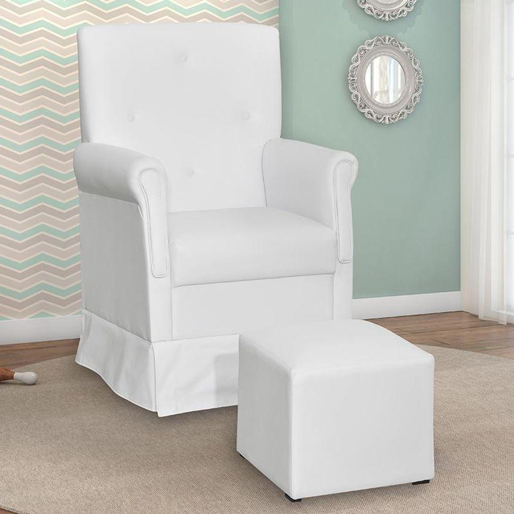 Poltrona De Amamentação Suzi Com Balanço E Puff Corino Branco - Phoenix Baby Corino Branco - 2