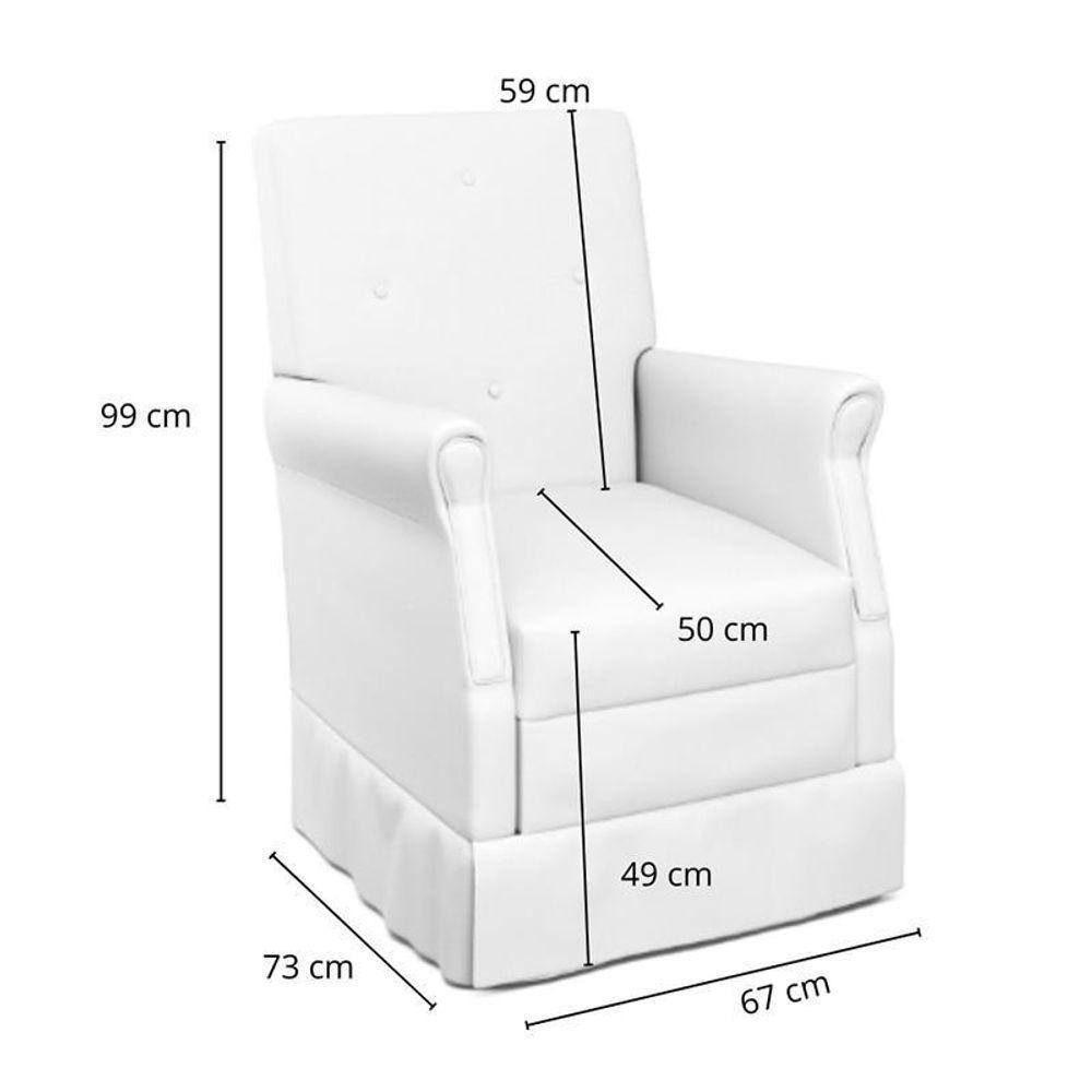 Poltrona De Amamentação Suzi Com Balanço E Puff Corino Branco - Phoenix Baby Corino Branco - 5