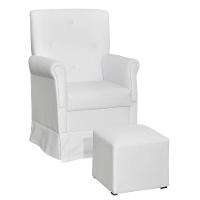 Poltrona De Amamentação Suzi Com Balanço E Puff Corino Branco - Phoenix Baby Corino Branco - 1
