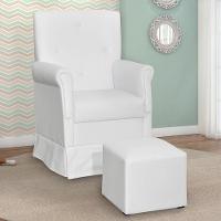 Poltrona De Amamentação Suzi Com Balanço E Puff Corino Branco - Phoenix Baby Corino Branco - 2