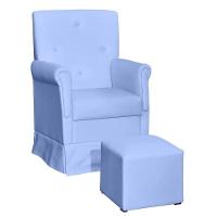 Poltrona De Amamentação Suzi Com Balanço E Puff Corino Azul - Phoenix Baby Corino Azul - 1