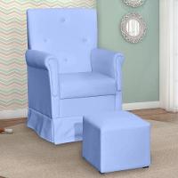 Poltrona De Amamentação Suzi Com Balanço E Puff Corino Azul - Phoenix Baby Corino Azul - 2