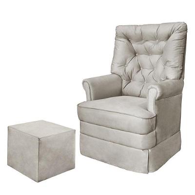 Poltrona De Amamentação Alana Com Balanço E Puff Suede Bege - Phoenix Baby Suede Bege