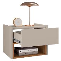 Kit 2 Mesas De Cabeceira Suspensa Florença 1 Gaveta Off White-cedro - Casa D Off White-cedro - 3