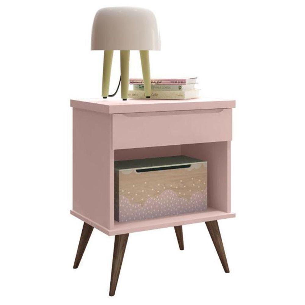 Mesa De Apoio Infantil Retrô Alice Com 1 Gaveta Rosê - Pr Baby Rosê - 1