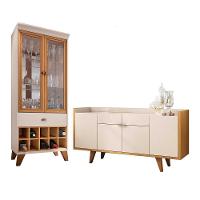 Sala De Jantar Com Cristaleira E Buffet Aparador Intense Cinamomo-off White - Pr Móveis Cinamomo-off White - 1