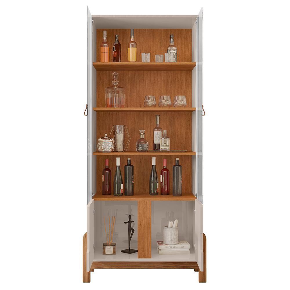 Sala De Jantar Lizz Com Cristaleira E Buffet Aparador 4 Portas Off White-cedro - Casa D Off White-cedro - 3