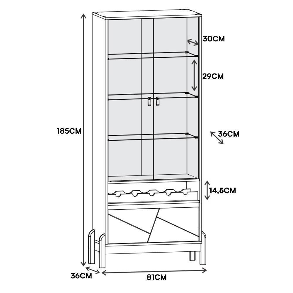Sala De Jantar Bari Com Cristaleira E Buffet Aparador Branco-cedro - Casa D Branco-cedro - 4