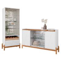 Sala De Jantar Bari Com Cristaleira E Buffet Aparador Branco-cedro - Casa D Branco-cedro - 1