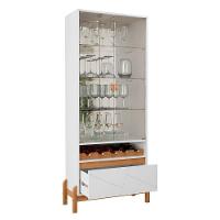 Sala De Jantar Bari Com Cristaleira E Buffet Aparador Branco-cedro - Casa D Branco-cedro - 3