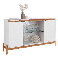 Sala De Jantar Bari Com Cristaleira E Buffet Aparador Branco-cedro - Casa D Branco-cedro - 5