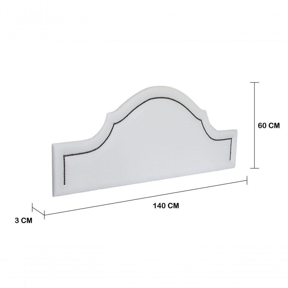 Cabeceira Casal Luxo 140X60 Branco Tachas Fumê - 3