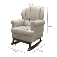 Poltrona De Amamentação Com Balanço Sabrina Pé Canoa E Puff Linho Bege - Phoenix Baby Linho Bege - 4