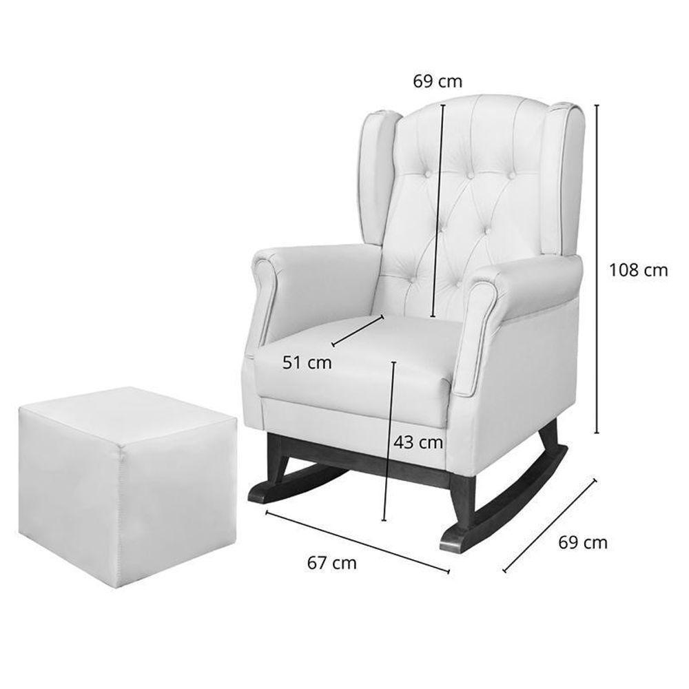 Poltrona De Amamentação Com Balanço Letícia Pé Canoa E Puff Veludo Cinza - Phoenix Baby Veludo Cinza - 4