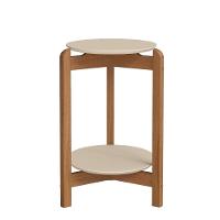 Mesa Lateral Lizz Redonda Off White-cedro - Casa D Off White-cedro - 1