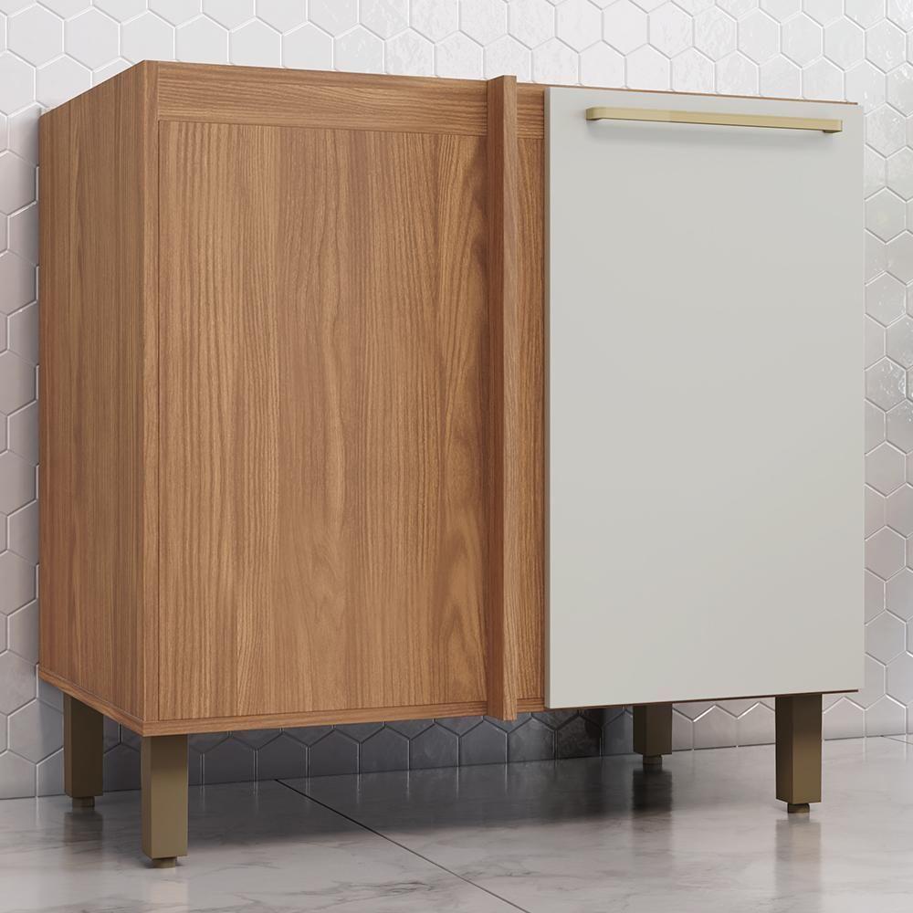 Balcão Canto Reto Requinte 1 Porta Nature-areia Sem Tampo - Móveis Henn Nature-areia - 2