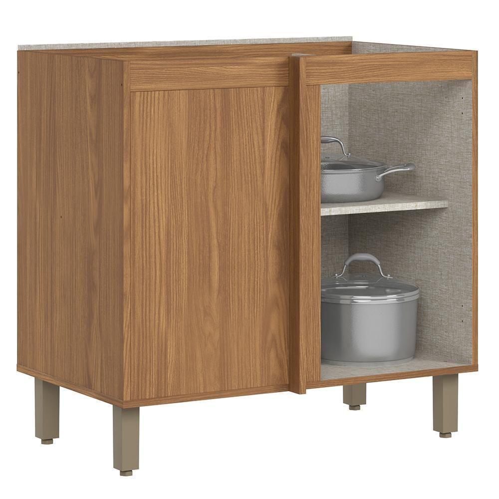 Balcão Canto Reto Requinte 1 Porta Nature-areia Sem Tampo - Móveis Henn Nature-areia - 6