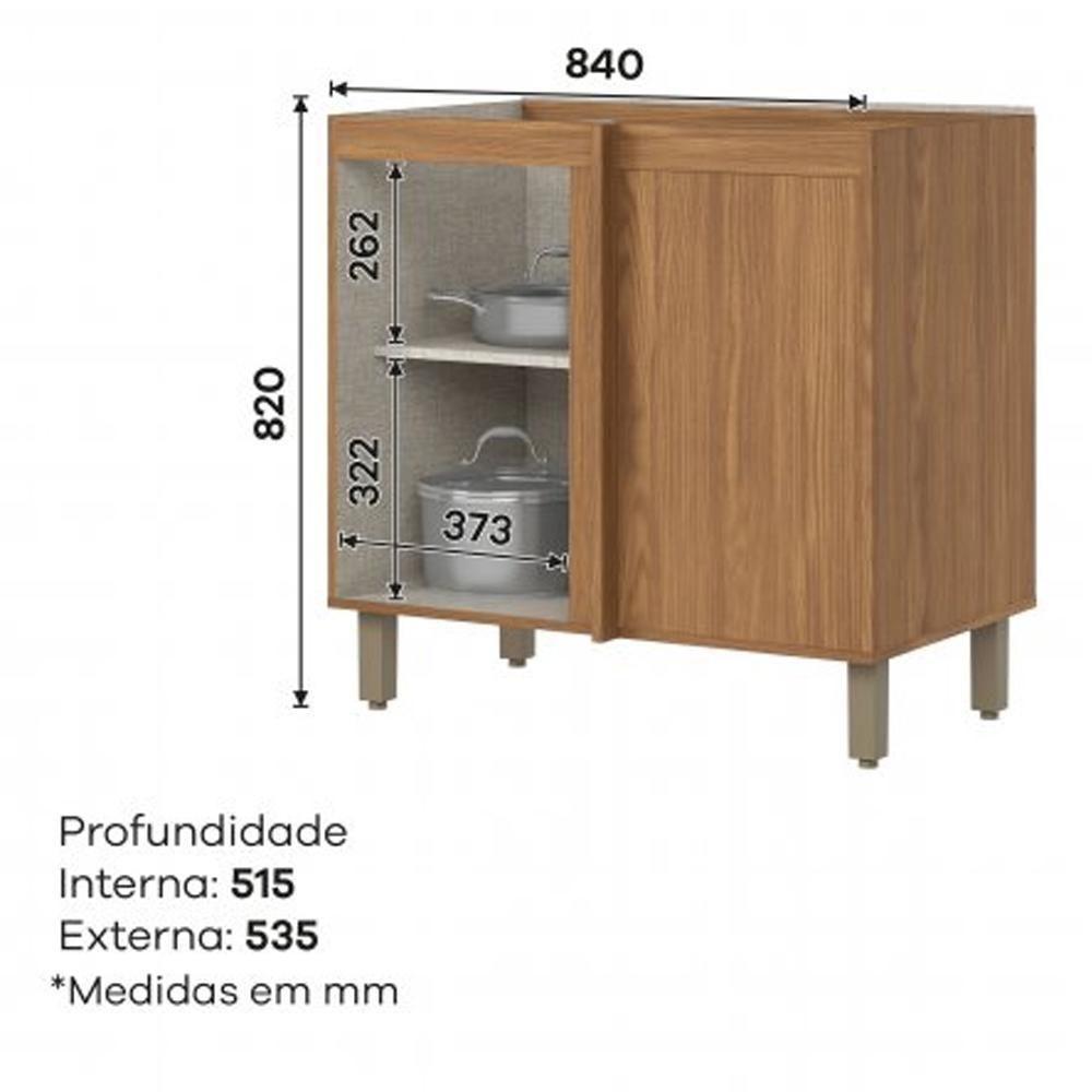 Balcão Canto Reto Requinte 1 Porta Nature-areia Sem Tampo - Móveis Henn Nature-areia - 7