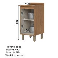 Balcão De Cozinha Requinte 40cm 1 Porta Nature-areia Com Tampo Mdp - Móveis Henn Nature-areia - 6
