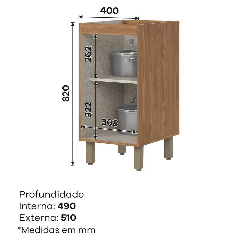 Balcão De Cozinha Requinte 40cm 1 Porta Nature-areia Sem Tampo - Móveis Henn Nature-areia - 6