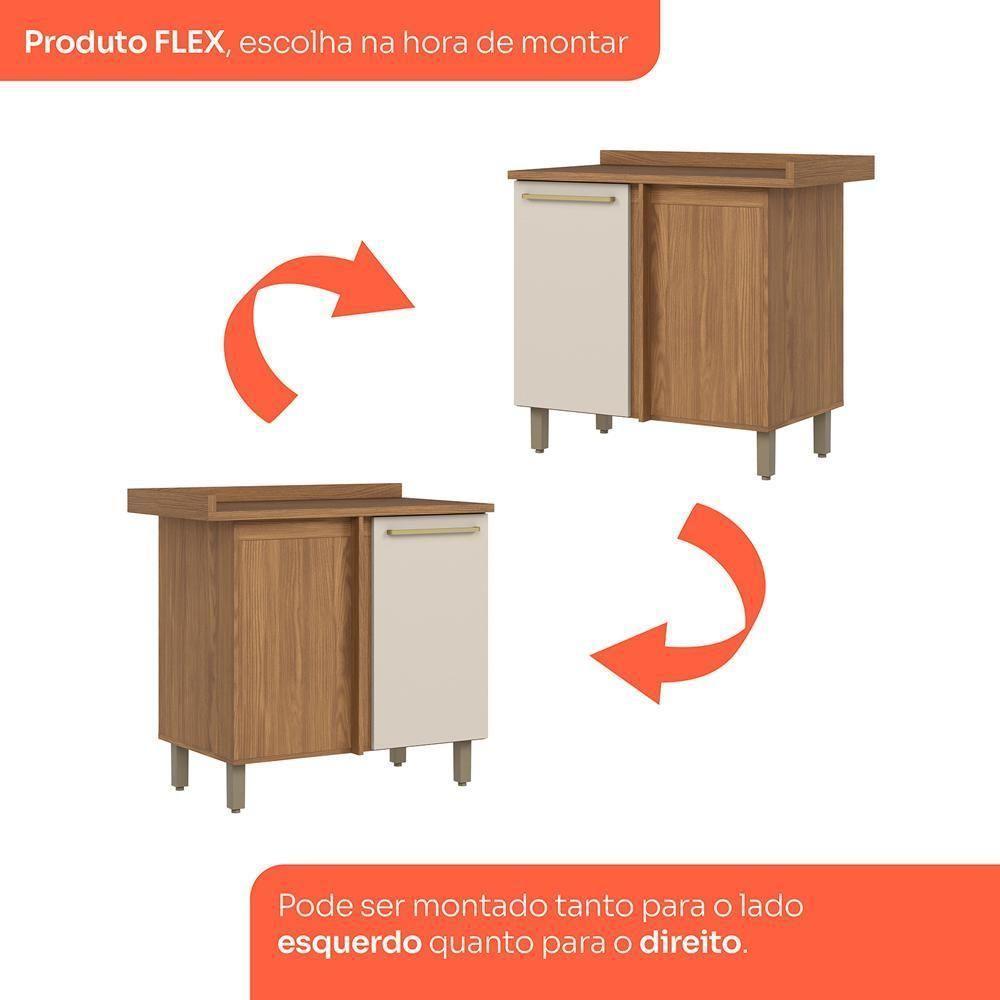 Balcão Canto Reto Requinte 1 Porta Nature-areia Com Tampo Mdp - Móveis Henn Nature-areia - 5