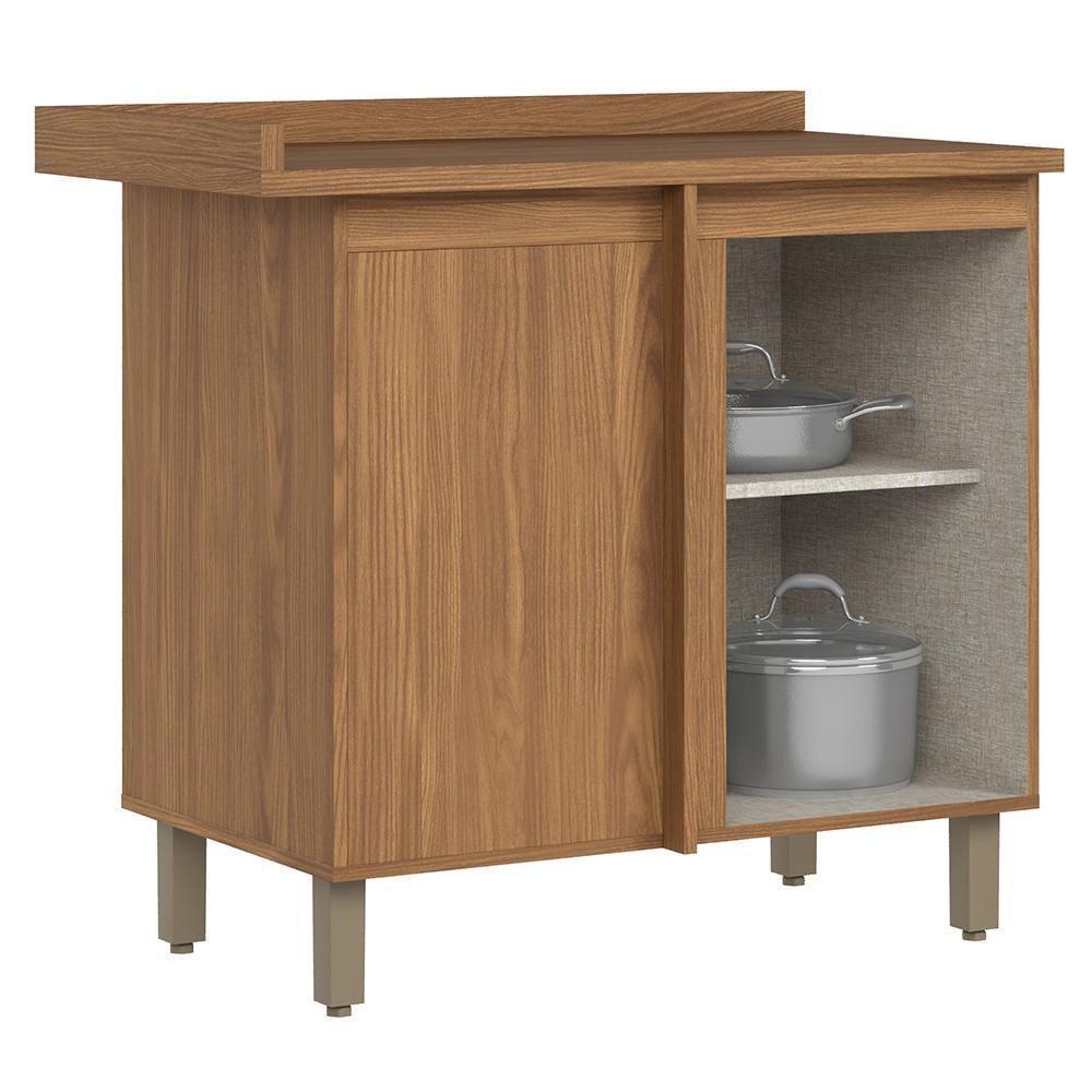 Balcão Canto Reto Requinte 1 Porta Nature-areia Com Tampo Mdp - Móveis Henn Nature-areia - 6