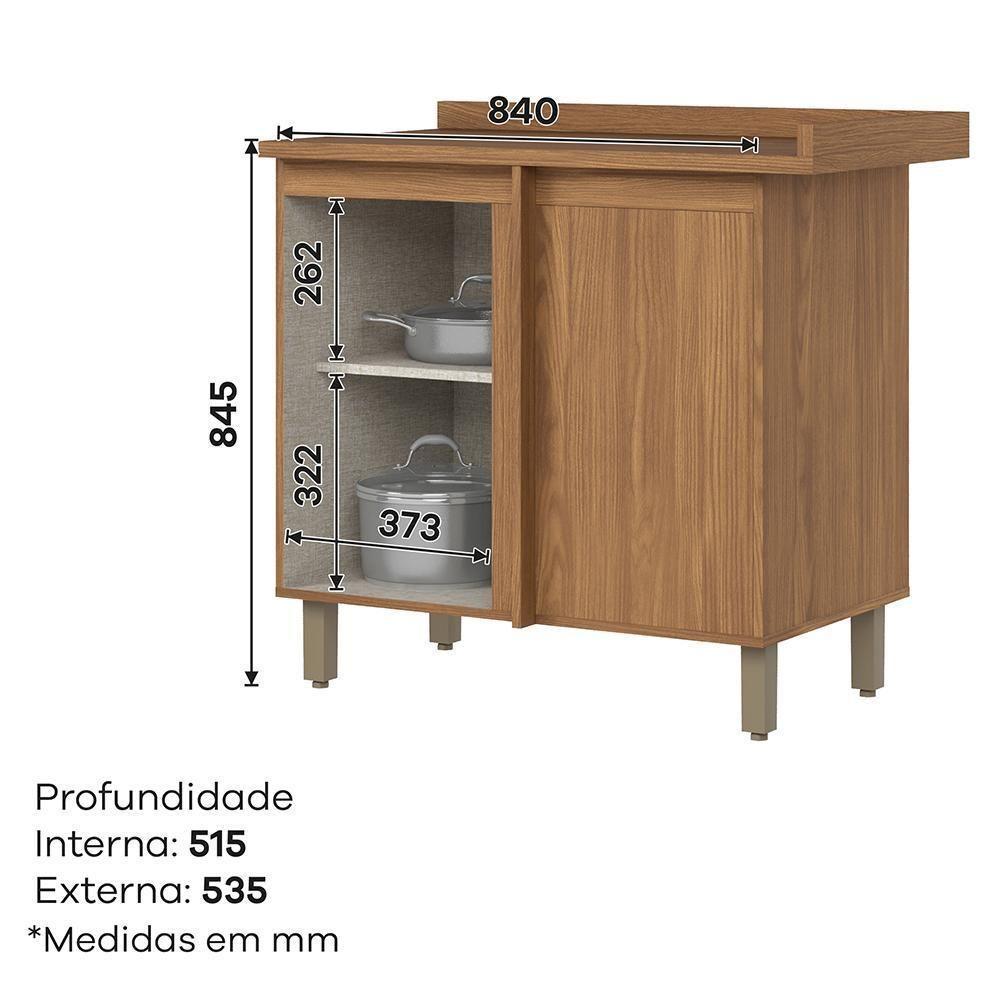 Balcão Canto Reto Requinte 1 Porta Nature-areia Com Tampo Mdp - Móveis Henn Nature-areia - 7