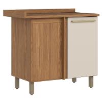 Balcão Canto Reto Requinte 1 Porta Nature-areia Com Tampo Mdp - Móveis Henn Nature-areia - 1