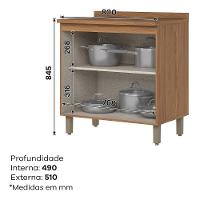 Balcão De Cozinha Requinte 80cm 2 Portas Nature-areia Com Tampo Mdp - Móveis Henn Nature-areia - 1