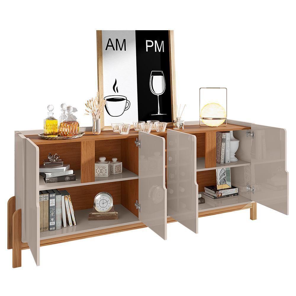 Sala De Jantar Lizz Com Cristaleira E Buffet Aparador Com Adega Off White-cedro - Casa D Off White-cedro - 6