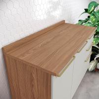 Balcão De Pia Requinte 120cm 3 Portas E 2 Gavetas Nature-areia Com Tampo Mdp - Móveis Henn Nature-areia - 2