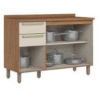 Balcão De Pia Requinte 120cm 3 Portas E 2 Gavetas Nature-areia Com Tampo Mdp - Móveis Henn Nature-areia - 6