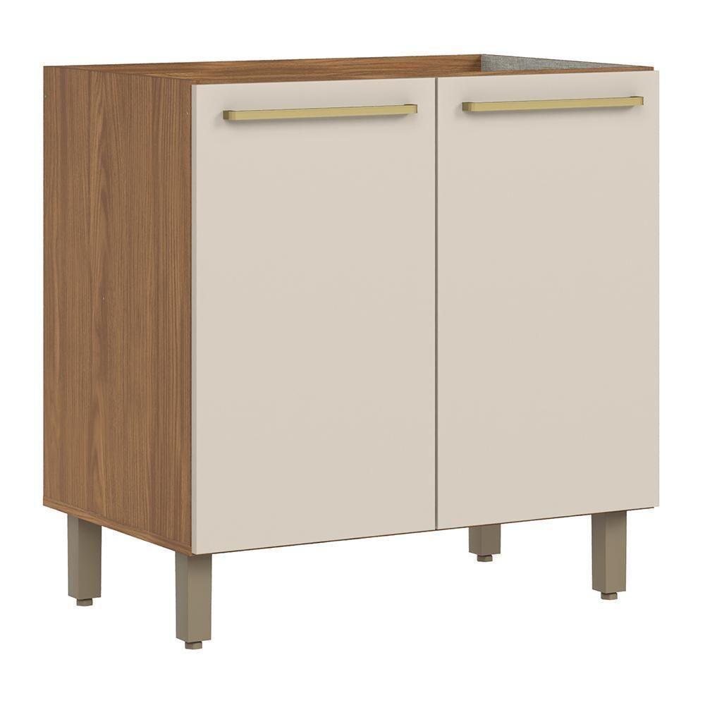 Balcão De Cozinha Requinte 80cm 2 Portas Nature-areia Sem Tampo - Móveis Henn Nature-areia - 1