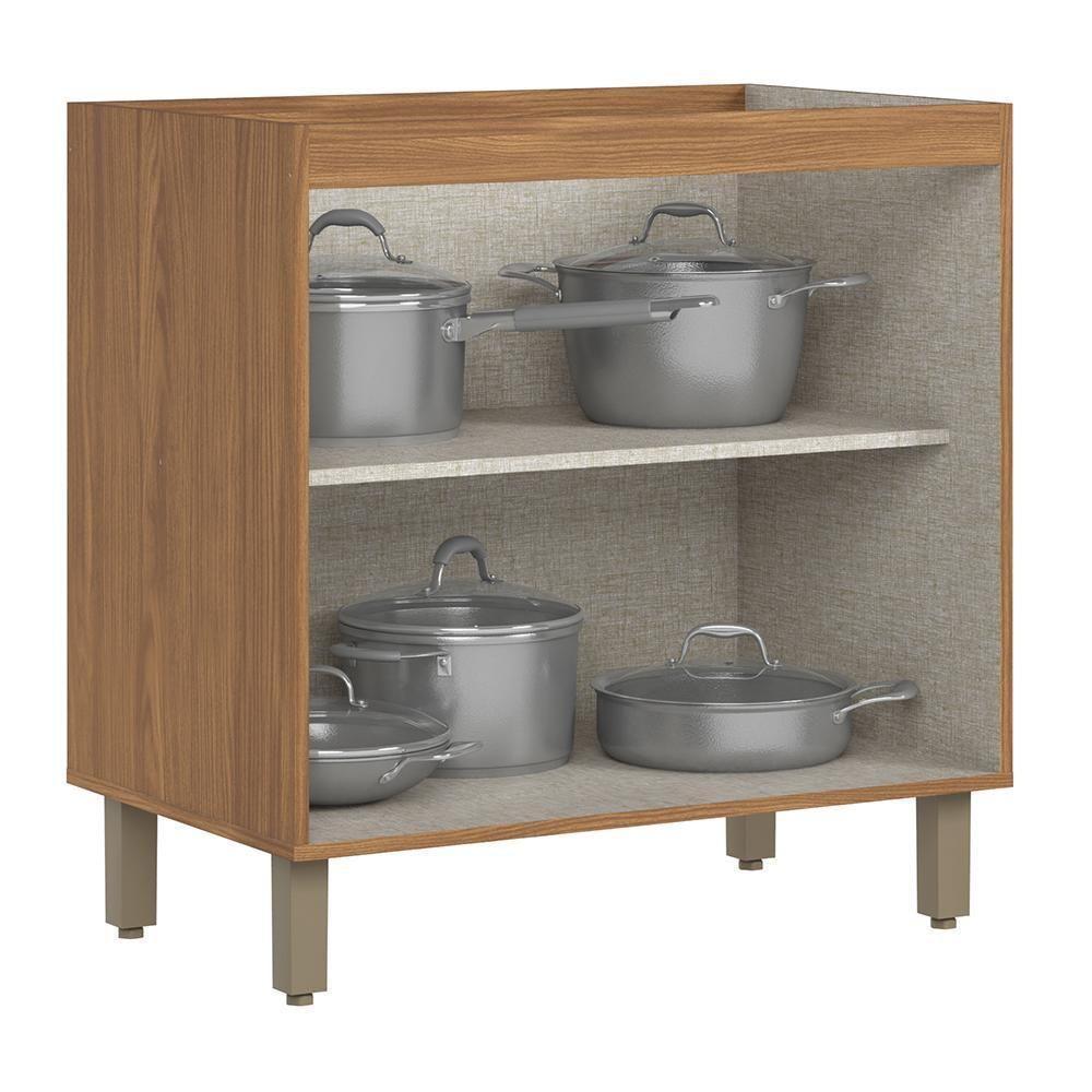 Balcão De Cozinha Requinte 80cm 2 Portas Nature-areia Sem Tampo - Móveis Henn Nature-areia - 5