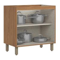 Balcão De Cozinha Requinte 80cm 2 Portas Nature-areia Sem Tampo - Móveis Henn Nature-areia - 5