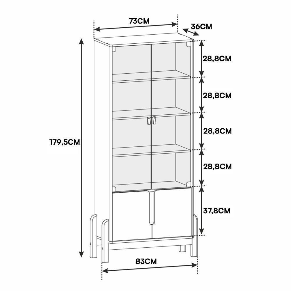 Sala De Jantar Lizz Com Cristaleira E Buffet Aparador Com Adega Cinza Pérola-cedro - Casa D Cinza Pérola-cedro - 4