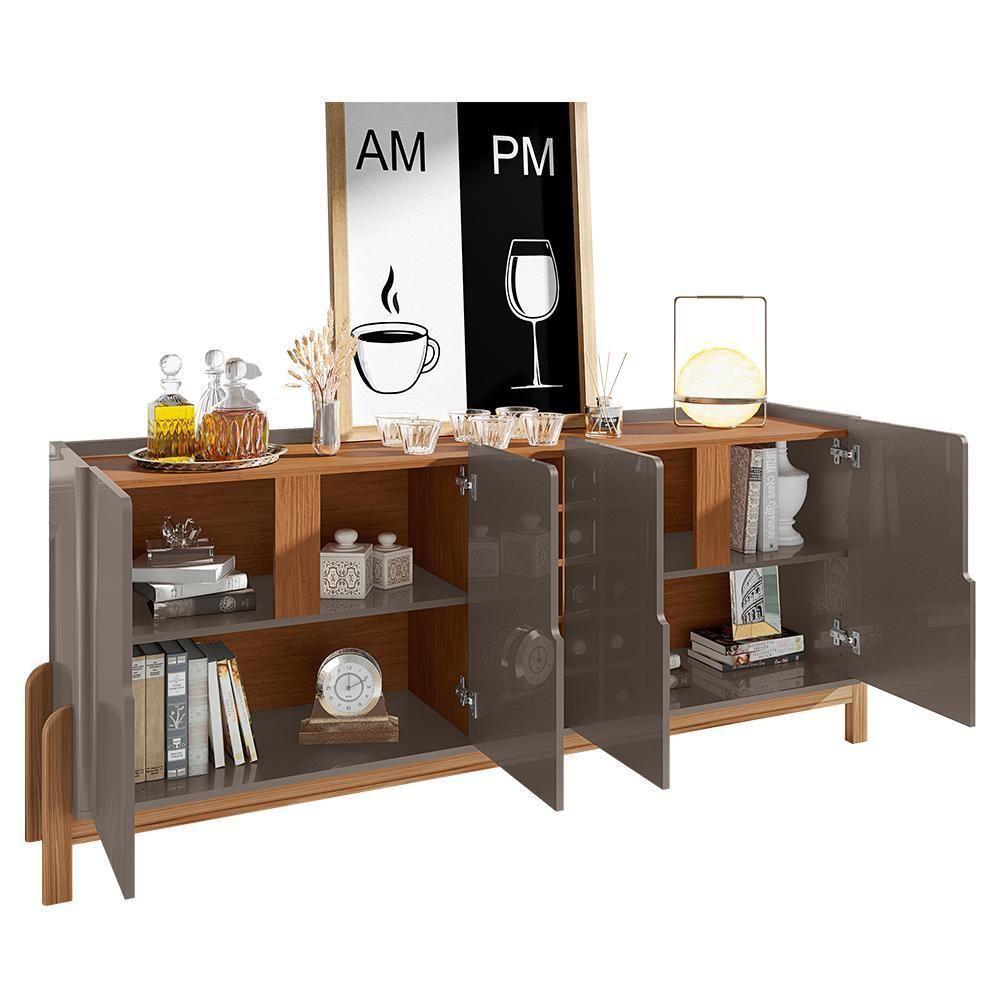 Sala De Jantar Lizz Com Cristaleira E Buffet Aparador Com Adega Cinza Pérola-cedro - Casa D Cinza Pérola-cedro - 6